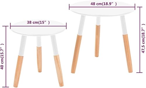 Miniatura 3 de vidaXL 2 mesas auxiliares de madera de pino macizo, mesas de sofá de café de madera multicolor