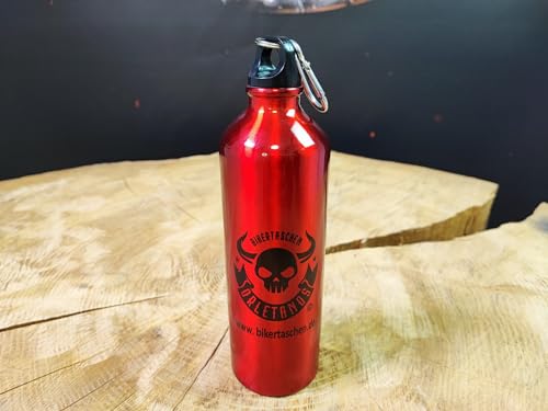ORLETANOS Benzinbehälter Aluminium 800ml glänzend rot mit Skull kompatibel mit Harley Davidson Schwingentaschen Seitentasche Satteltaschen Sportster Softail Rocker Biker Alu