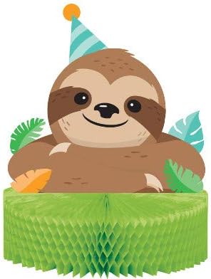 Sloth Birthday Party Supplies, Baby Sloth Birthday Party Printed Centerpiece with Tissue Base, Box of 6