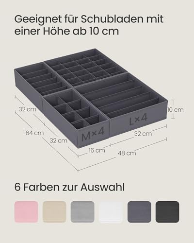 SONGMICS Unterwäsche-Organizer 8er Set, Schubladen-Organizer faltbar – Ansicht 4