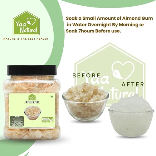 Image of Yaa Natural Almond Gum 1kg | Gond Katira | Badam Pisin | Badam Gum Body Cooling 100% Natural Quality Organic Gum (1kg(Pack of 1)