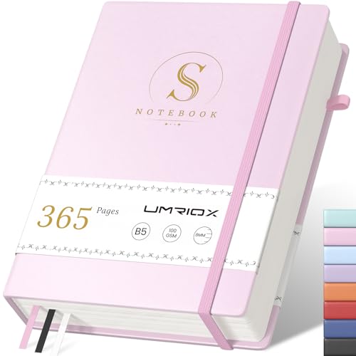 Umriox Notizbuch B5 Liniert,Hardcover Leder Journal, Dickes 365 Seiten 100gsm Papier mit 1 Innentasche, Tagebuch Notizblock für Frauen und Männer im Büro, Schule,17.8x 25.5cm- Rosa., 4.01 €