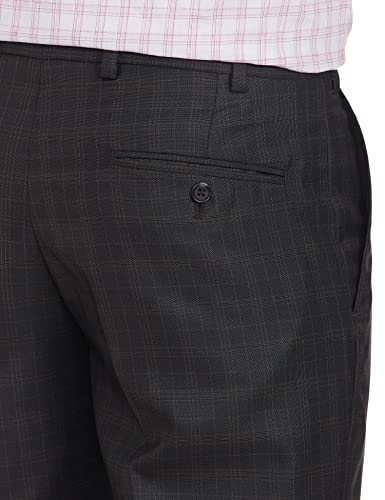 Image of Park Avenue Men's Poly Viscose Blend Checks Pattern Smart Fit Flat Front Formal Trouser