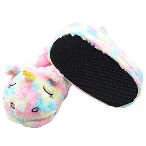 Holibanna Pantufas de pelúcia Unicórnio felpudo, para mulheres, homens, casais, 1 par