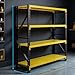 Storage Shelves Heavy Duty, Metal Garage Shelving Units, 4 Tier Storage Rack Shelf, Steel Industrial Shelving, Adjustable Standing Shelf for Basement/Warehouse (Yellow and Black, W59.1*D23.6*H79)