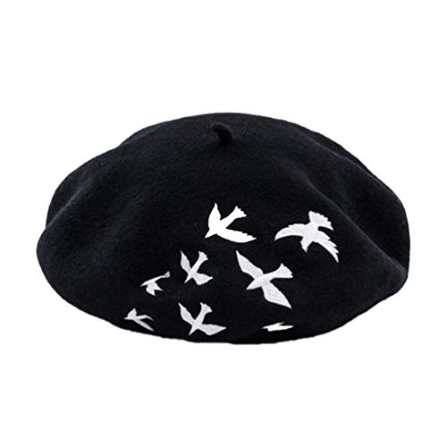 Fenical French Caps Lightweight Women Beret Warm Fashion Hat Leopard Printing Painter Hat Retro Painter Headdress For Women Lady (Black) French Hat Beret Women Ladies Girl #TOP28