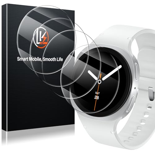 LK 4 Pack Screen Protector for Samsung Galaxy Watch 8 40mm High Definition Anti Scratch Bubble Free 9H Tempered Glass Screen Protector for Samsung Galaxy Watch 8 40mm Easy Installation