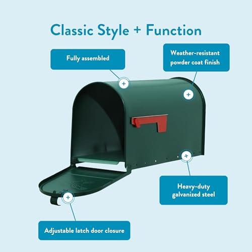 Image of Gibraltar E1600GAM Elite Post-Mount Mailbox, Large, Green Steel - Quantity 1