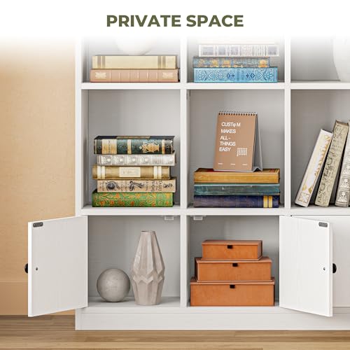 IRONCK Bookshelves and Bookcase, 6 Tiers Large Bookshelf with 4 Doors, Floor Standing Tall Display Storage Shelves for Home Office, Living Room, Bedroom, White - Image 5