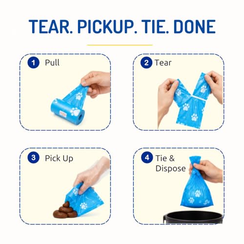 Image of PETS EMPIRE Roll Dog Poop Bags Extra Thick and Strong Leak Proof Poop Bags for Dogs (8 Count)