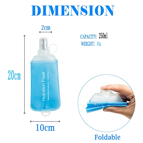 Image of AXEN 250ML Soft Flask, TPU Foldable Running Hydration Flask, Soft Collapsible Water Bottle for Hydration Pack Cycling Marathon Running Hiking