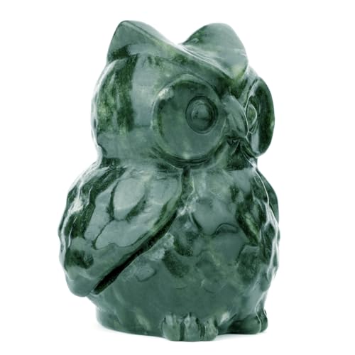 Estatua de Búho de Piedra Jade 3.3 pulg miniatura 5