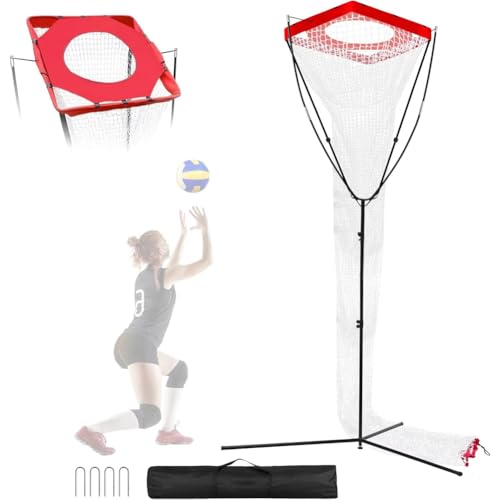 バレーボールセッタートレーナーネット バレーボールセッタートレーニング器具 高さ調節可能 ターゲットネット 屋内外の練習用 裏庭やジム用 サービング、スパイキング、トレーニング器具の設定に最適 ポータブル ビーチバレー 練習 収納袋付 (A)