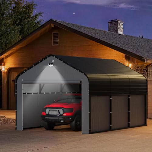 Image of 10x16 Heavy‑Duty Metal Carport with Removable Sidewalls, All‑Weather Car Canopy, Snow & Wind Resistant, for Cars, Trucks, Boats and Outdoor Storage