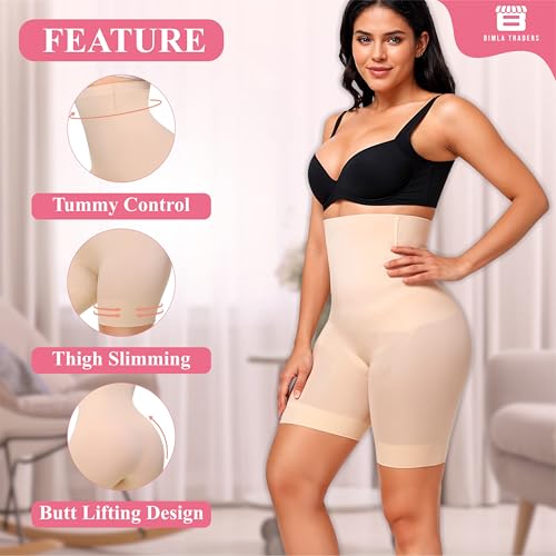 Image of Btag High Waist Tummy Control Shapewear Shorts | Tummy Tucker| Seamless Body Shaper | Shorts Under Dress | Comfortable | Breathable | Free Size 35 to 75 KG