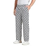 PRICE BEATER Unisex-Adult Poly Cotton Classic Professional Chef Trouser Kitchen Uniforms, Culinary Uniform, Snug, Customizable, and Secure Fit (UK, Alpha, S, Regular, Regular, Black & White Checks)
