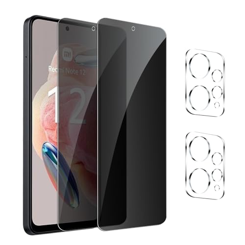 GXAYZ 【2+2 Piezas】 Protector Pantalla Privacidad para Xiaomi Redmi Note 12 4G,Anti Spy Cristal Vidrio Templado Anti Espía Screen Protector Privacy Vidrio Templado
