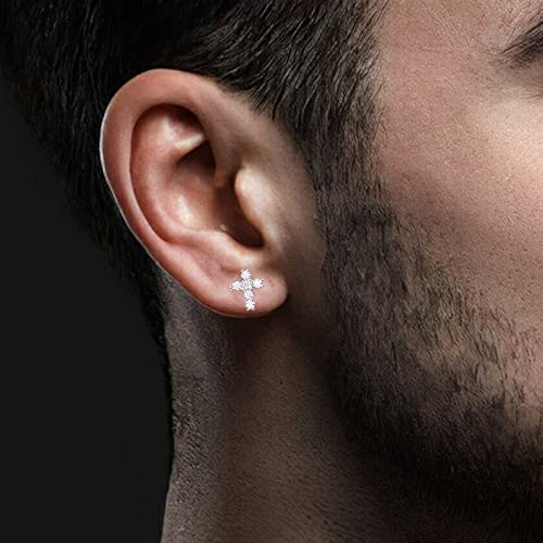 Moissanite Stud Earring, Cross Sterling Silver Stud Earrings for Women2