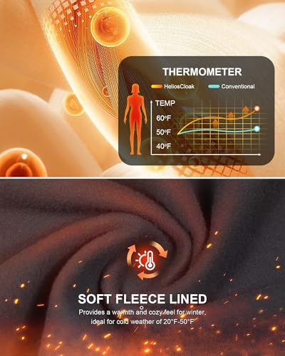 HeliosCloak Women's Fleece Lined Joggers with Pockets High Waisted Thermal Sweatpants Winter Warm Running Hiking Pants Grey L