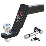 TYT Trailer Hitch Mount with 2' Chrome Ball&Lock, Fits 2-in Receiver, 7,500 lbs (6-Inch Drop)