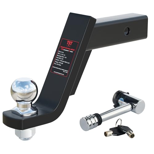 Image of TYT Trailer Hitch Mount with 2 inch Chrome Ball&Lock, Fits 2-in Receiver, 7,500 lbs (6-Inch Drop)