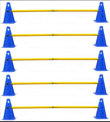 Boje Sport Steckhürdenset - 5 er Set für Koordinationstraining Agility Hundesport Pferdesport Zubehör Lochkegel Fussball Pylone Stangen Lochkegel für Trainingsübungen Trainingszubehör