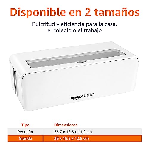 Miniatura 3 de Amazon Basics Caja organizadora de cables para ocultar y organizar cables, tamaño grande, Blanco