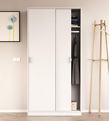 Miniatura 2 de Habitdesign Armario 2 Puertas Correderas, 200x100x50 Altoxanchoxfondo - En Cm . Ropero 2 Puertas Correderas, Color Blanco Artik