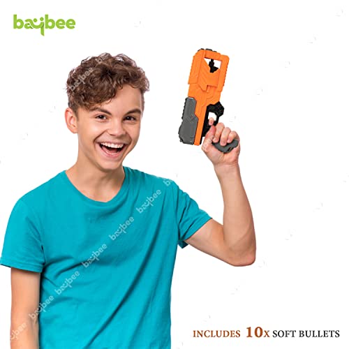 Image of Baybee Blaster Toy Gun for Kids 3+ Years with 10 Soft Foam Darts | Fun Target Shooting Battle Game Toy (Orange)