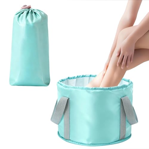 Collapsible Bucket for Soaking Feet with Storage Bag Foot Bath Bowl Foot Soak Bowl Foot Bath Massage Barrel for Camping Washing Fishing (Blue)