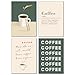 LAVEMA Kaffee Bilder K&uuml;che Gr&uuml;n Poster Set A4 (21x30cm) Retro Modern Caf&eacute; K&uuml;chenbilder Barista Wanddeko Esszimmer Bilderwand B&uuml;ro K&uuml;chendeko Kitchen Wandbilder Wandposter ohne Bilderrahmen