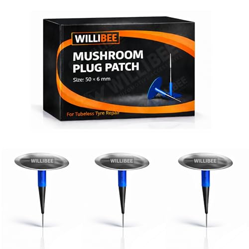 Image of WILLIBEE 3 Pcs Mushroom Plug Tubeless Tyre Puncture Repair Kit for Bike & Car | Tire Puncher Repair Patches (3 Pcs, (50 x 6mm))