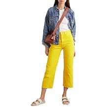 Denimist Women's Yellow High Rise Cropped Pierce Jeans
