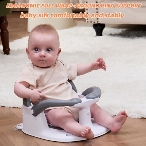 Image of Baby Bath Seat for Babies 6 Months & Up Sitting Up,Infant Bath Seat with Temperature Alert+Open Backrest+on /Off Armrest,Toddler Bath seat Baby Bath Chair for Bathtub,Tub,Sink Grey