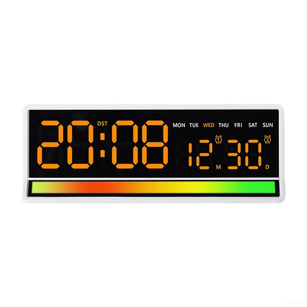 Reloj despertador digital LED con control de sensibilidad de micrófono, reloj de escritorio multifuncional con brillo automático, visualización de fecha y día para oficina en casa y dormitorio