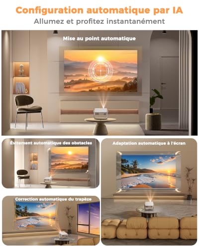 Videoprojecteur-4K【App Intégrée/Autofocus/1800 ANSI】 Jimveo Retroprojecteur – vue 4