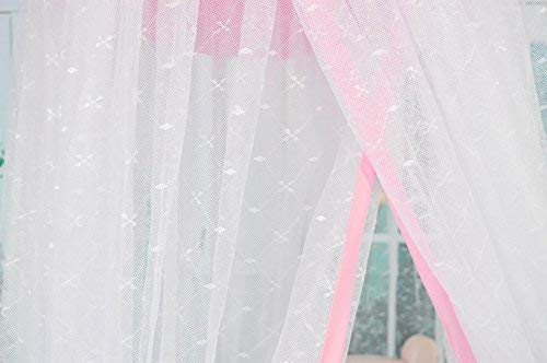 Ruihome Dome Style Hanging Princess Girls Mosquito Net Nursery Crib Bed Canopy Pink Bowknot Decor, Without Bracket Stand #TOP3