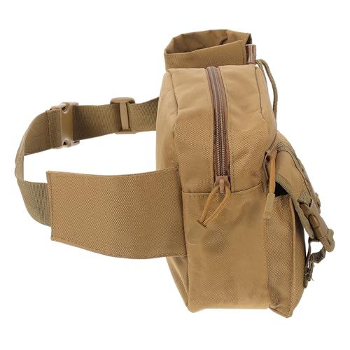 Housoutil Riñonera Deportiva de Tela Oxford Color Caqui 16x9x19 Cm, Bolsa Multiusos para Exteriores y Caza, Bolso de Cintura Ligero y Resistente para Teléfono y Artículos Personales