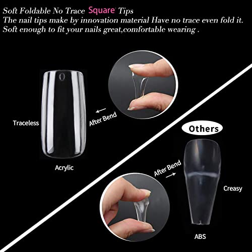 Una Gella Medium Square Gel Nail Tips, 216Pcs Clear Square Fake Nails For Full Cover Acrylic Square Nails, French False Nails For Nail Extension And Diy Nail Art, 12 Sizes False Gelly Tips, Home Diy Nail Salon #TOP3