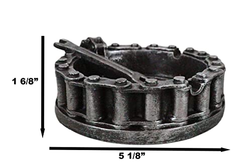 Ebros Gift Mechanic Biker Motorcycle Round Belt Chain With Wrench Tool Cigarette Ashtray Resin Figurine Smoke Shop Room Man Cave Indoor Outdoor Bar Decorative Accent #TOP1