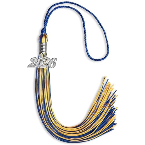Endea Graduation Mixed Double Color Tassel with Silver Date Drop (Royal Blue/Gold, 2026)