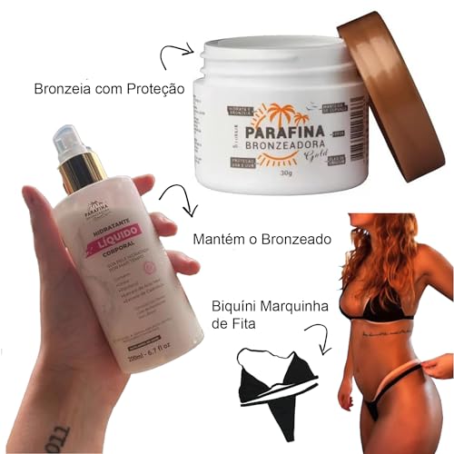 Biquíni Marquinha de Fita Pretinho Básico + Parafina Bronzeadora Gold 30 gr + Hidratante Spray Pós S