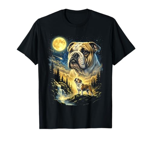 English Bulldog Howling to The Moon Meme Funny 90's Dog T-Shirt
