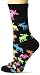 For Bare Feet Women's FBF Originals Wildlife Novelty Socks, Descending Grid Neon Moose, Medium