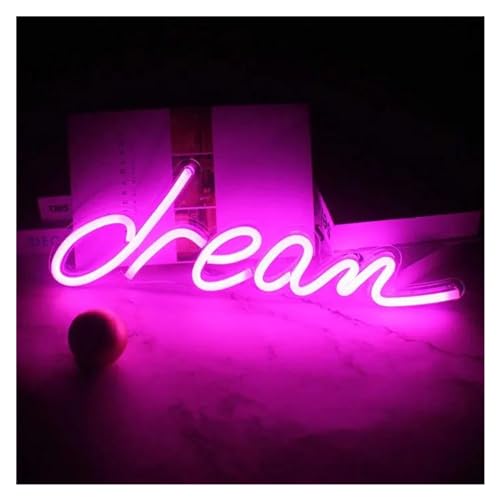 Luminaire néon LED rose avec lettres colorées pour décoration murale de chambre et café