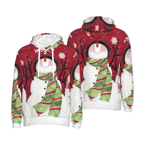 Sweat homme capuche cordon serrage pull imprimé bonhomme de neige