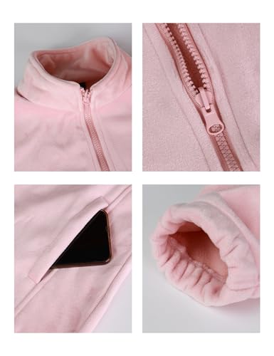 KUTOOK 3 IN 1 Winterjacke Damen Fleecejacke Lang Winter Jacke 3in1 Skijacke Wasserdicht Winddicht Funktionsjacke mit Kapuze Rosa L