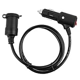 3Ft Cigarette Lighter Extension Cord,16 AWG Heavy Duty 12V Extension Cord with 15A Built-in Fuse and LED Indicator,Universal Cigarette Lighter Extender for Car Refrigerator Phone