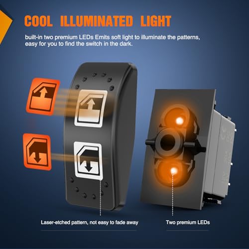 Image of Nilight 12V 20A Waterproof Rocker Toggle Switch Blue LED Light 5 Pack | Plug-and-play fit (OE 710004979) with dual LED backlighting. Includes jumper wires for easy installation