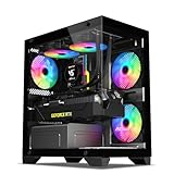 Ant Value Tempered_Glass CV200 Mid-Tower Computer Case/Gaming Cabinet - Black | Support M-ATX, M-ITX | Pre-Installed 3 Static RGB Fans